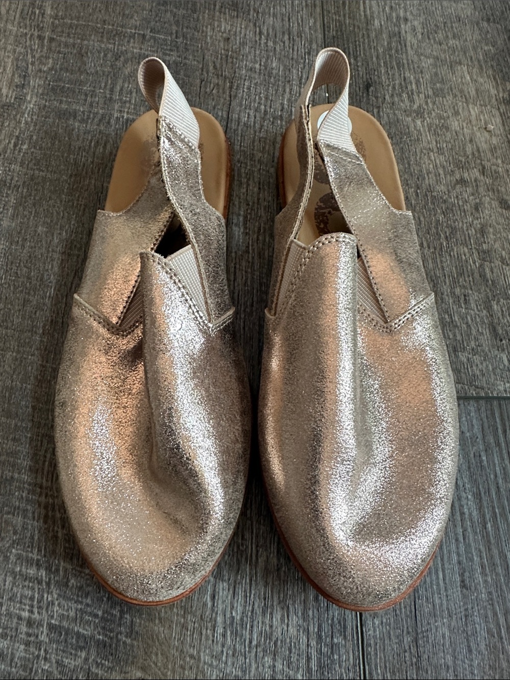 Sorel Rose Gold Glitter Slingback Mules